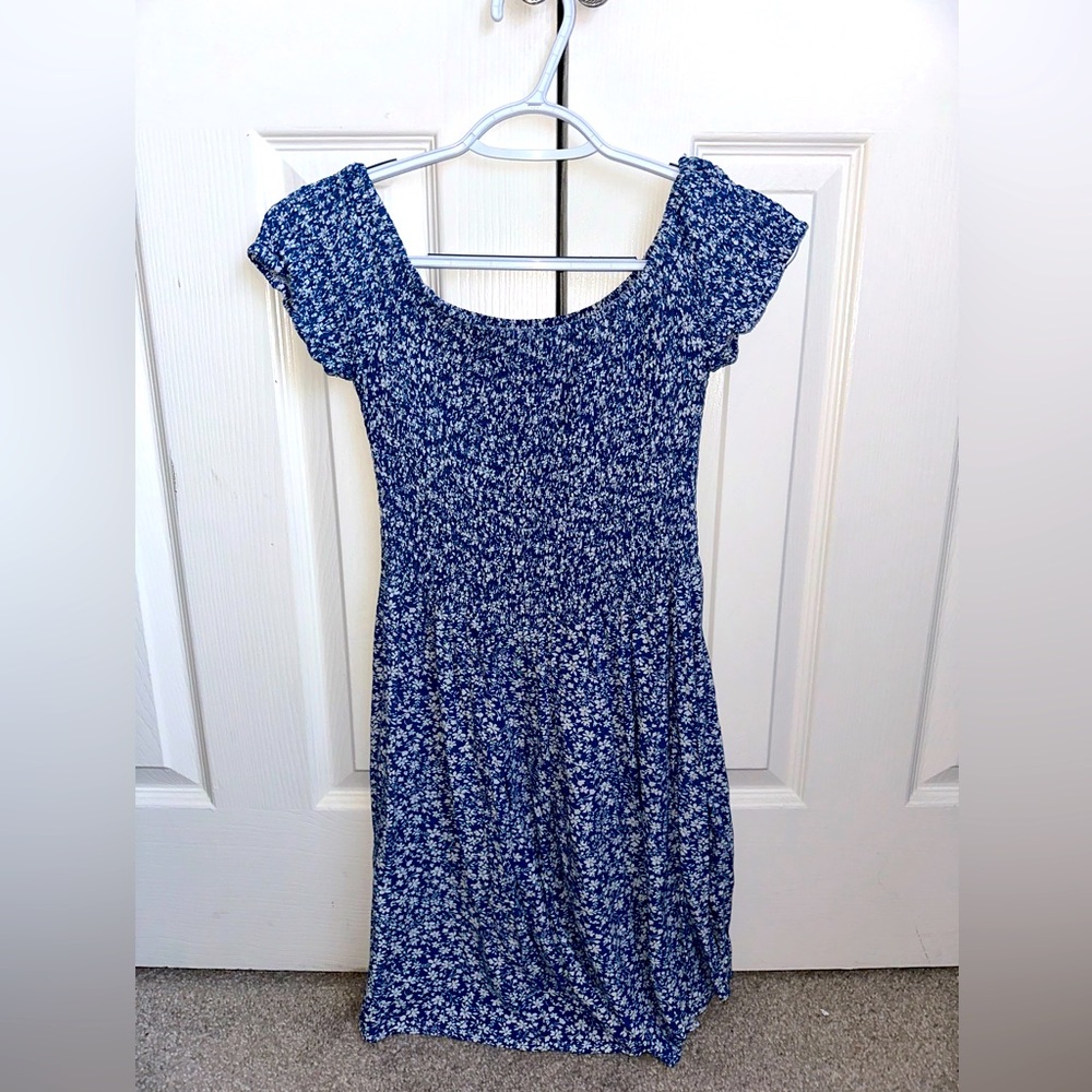 Blue Mini Scrunch Dress